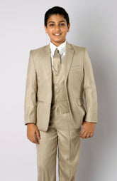5 Piece Beige Boys 2 Button Suit